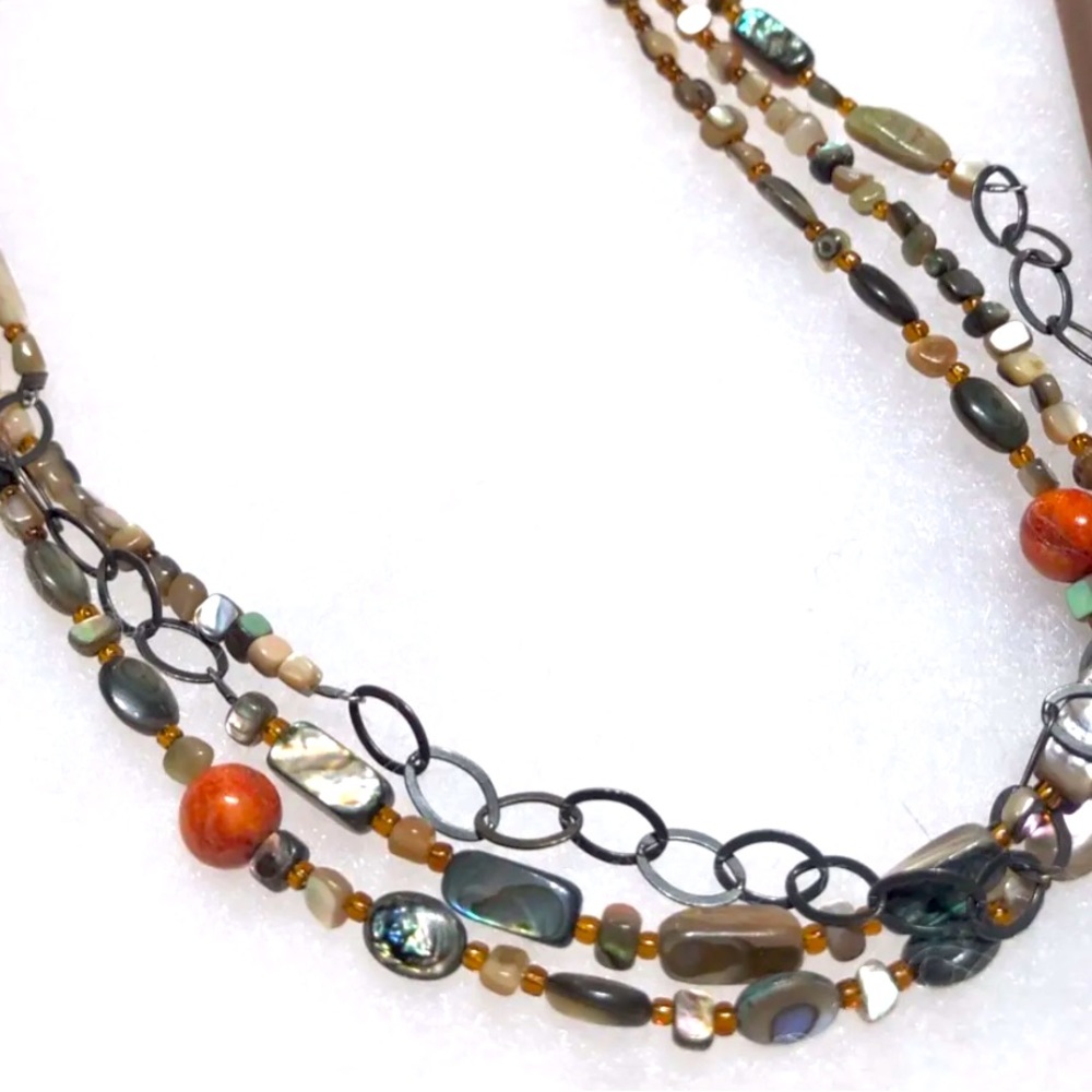 SILPADA Sterling Silver, Three Strand Fiesta
Fun Coral Abalone Necklace - Picture 4 of 10